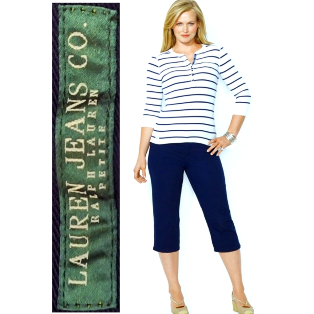 LN Lauren Jeans Capri Pants 10P Navy